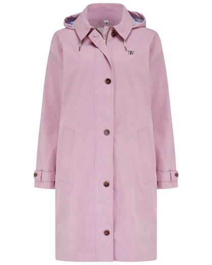 Wild Rose coloured Lighthouse Ladies Hallie Long Coat on white background 