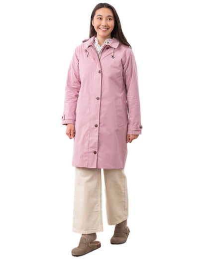 Wild Rose coloured Lighthouse Ladies Hallie Long Coat on white background 