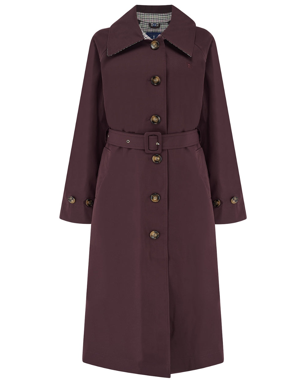 Damson coloured Lighthouse Ladies Harper Waterproof Trench Coat on white background 
