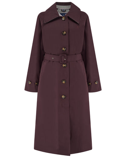 Damson coloured Lighthouse Ladies Harper Waterproof Trench Coat on white background 