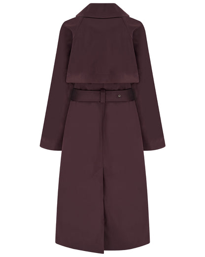 Damson coloured Lighthouse Ladies Harper Waterproof Trench Coat on white background 