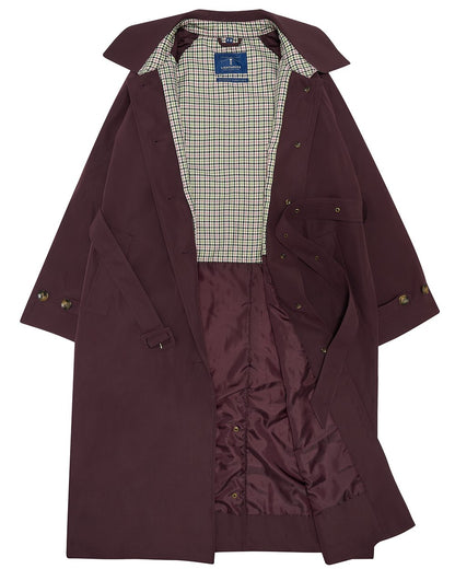 Damson coloured Lighthouse Ladies Harper Waterproof Trench Coat on white background 