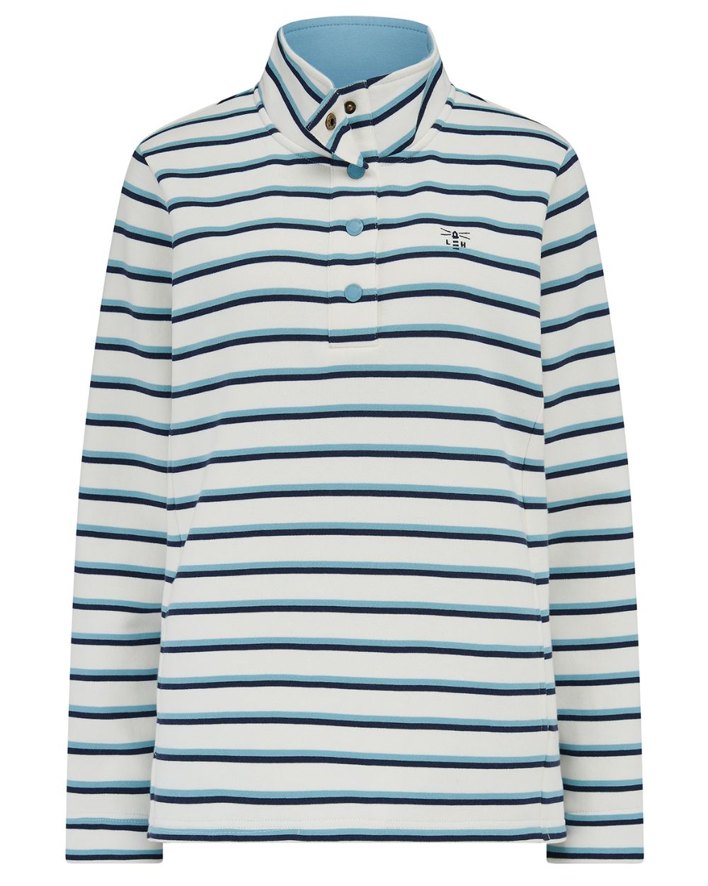 Blue Indigo Stripe coloured Lighthouse Ladies Haven II Jersey on white background 