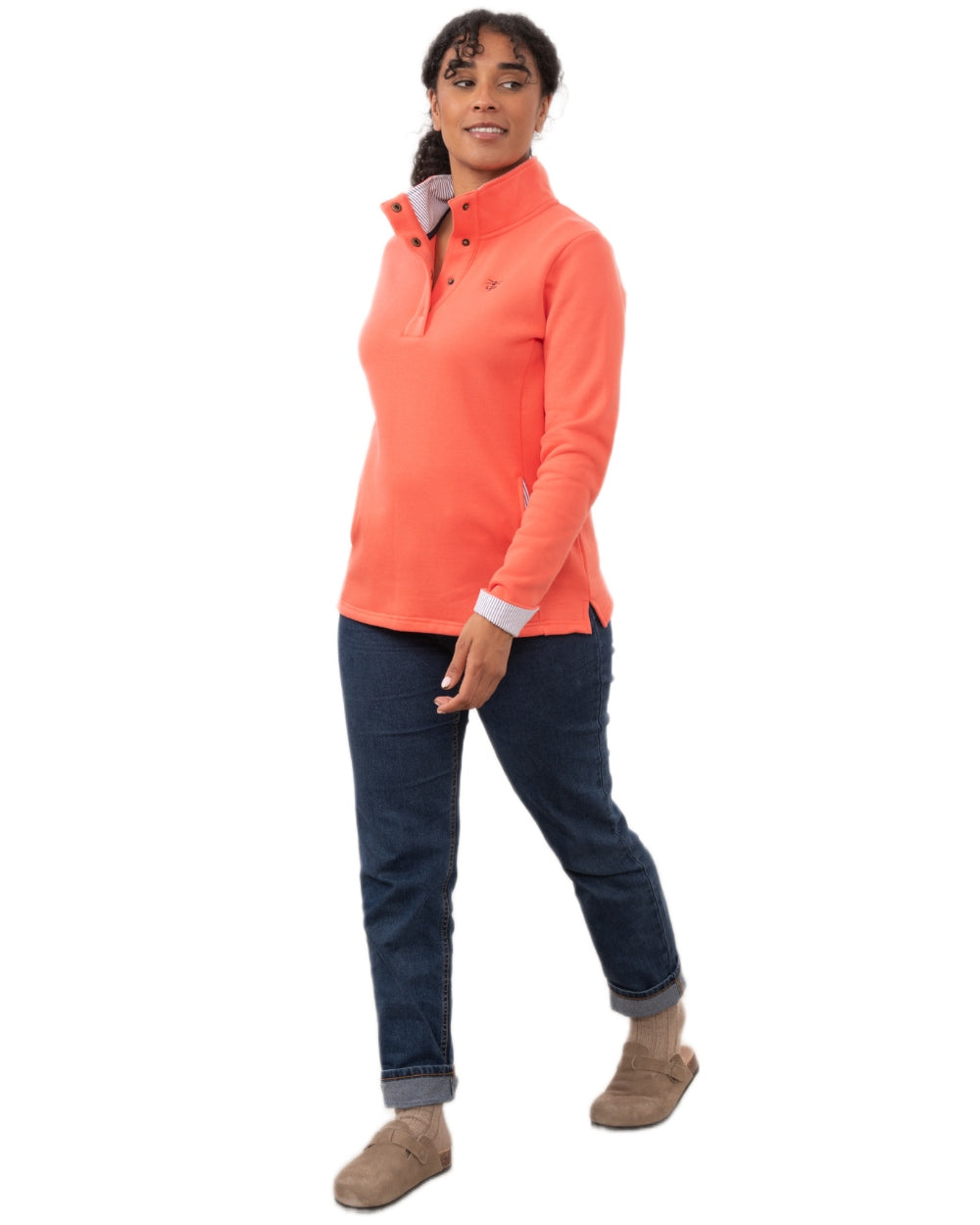 Coral coloured Lighthouse Ladies Haven II Jersey on white background 