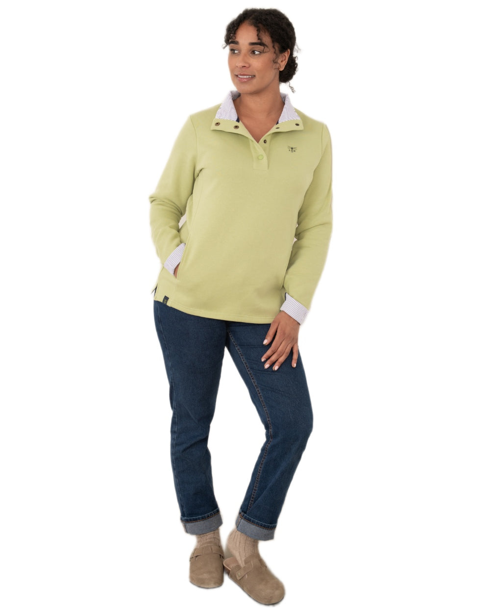 Pistachio coloured Lighthouse Ladies Haven II Jersey on white background 