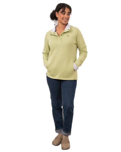 Pistachio coloured Lighthouse Ladies Haven II Jersey on white background 