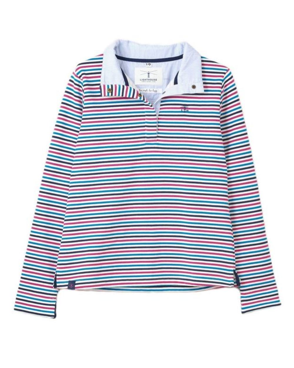 Berry Teal Stripe Coloured Lighthouse Ladies Haven Jersey Clearance on white background 