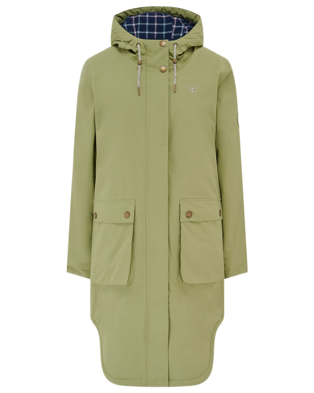 Moss coloured Lighthouse Ladies Imogen Coat on white background 