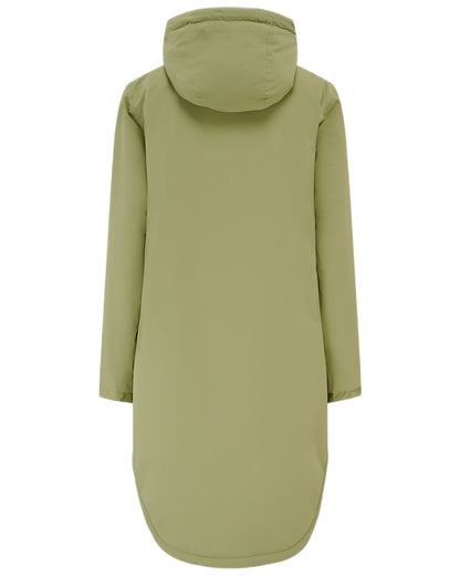 Moss coloured Lighthouse Ladies Imogen Coat on white background 