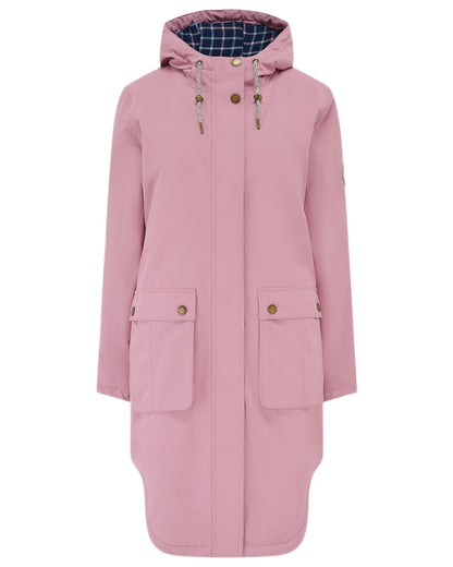 Wild Rose coloured Lighthouse Ladies Imogen Coat on white background 