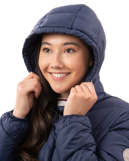 Navy coloured Lighthouse Ladies Lois Coat on white background 