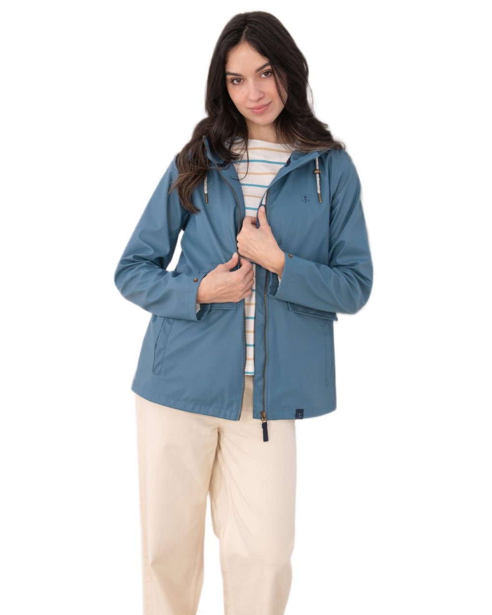 Bluestone coloured Lighthouse Ladies Lucy Jacket on white background 