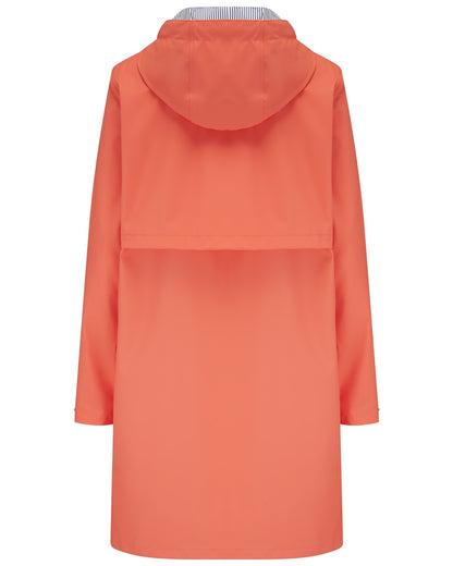 Coral coloured Lighthouse Ladies Lucy Long Coat on white background 