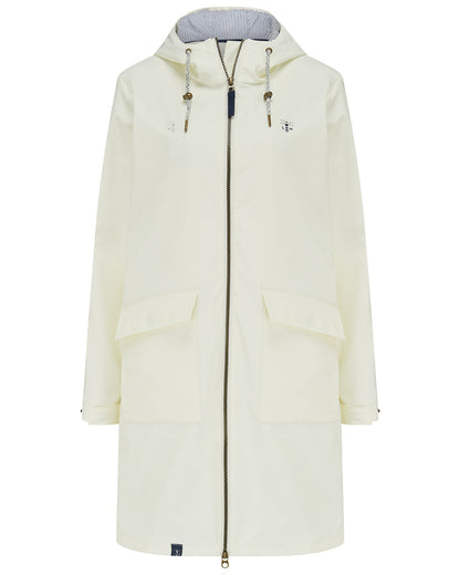 Coconut coloured Lighthouse Ladies Lucy Long Coat on white background 