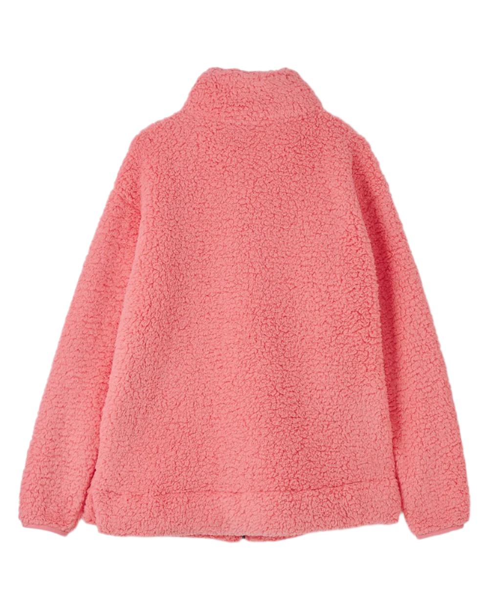Sugar Coral coloured Lighthouse Ladies Seashell Full Zip Sherpa Fleece on white background 