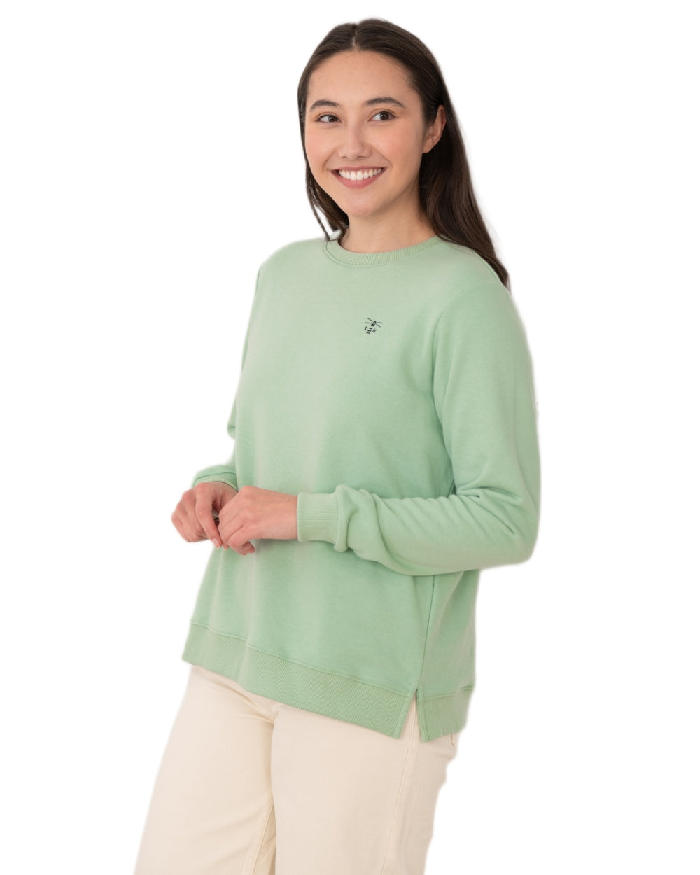 Pastel Green coloured Lighthouse Ladies Seaside Jersey on white background 