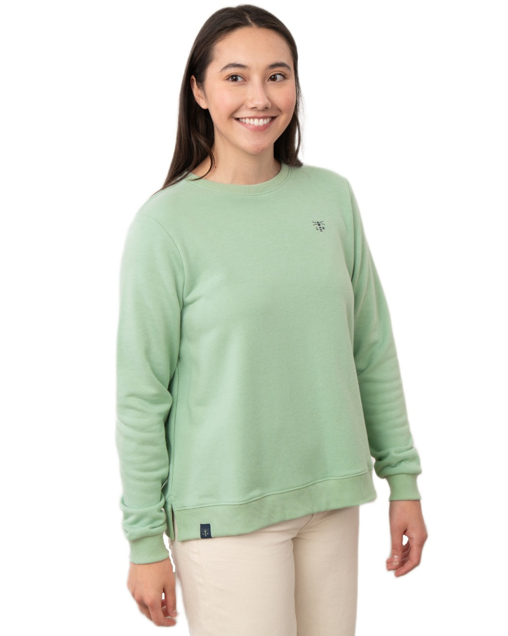 Pastel Green coloured Lighthouse Ladies Seaside Jersey on white background 