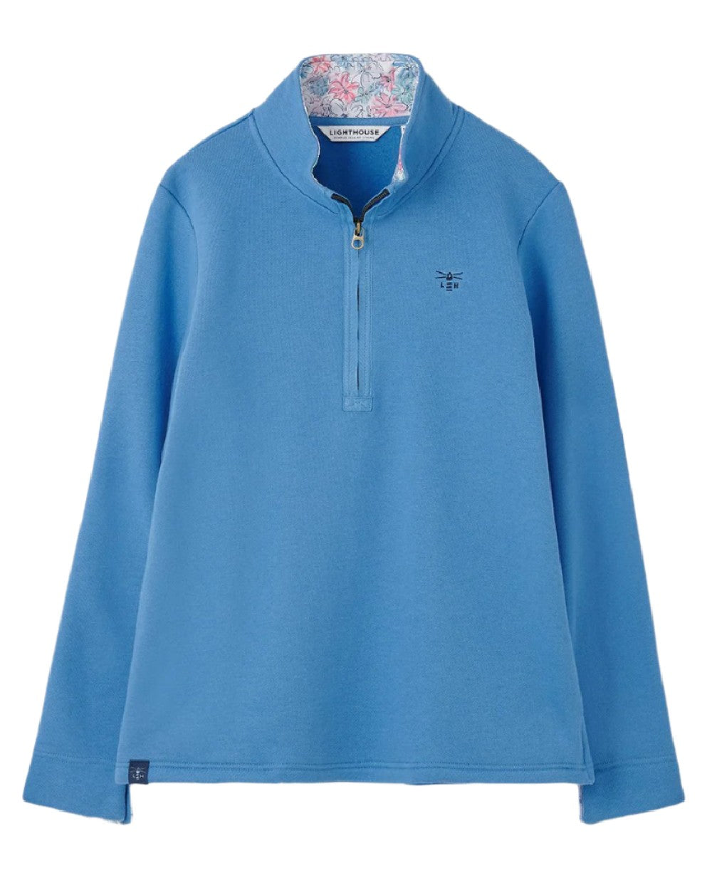 Marine Blue coloured Lighthouse Ladies Shore Sweatshirt on white background 