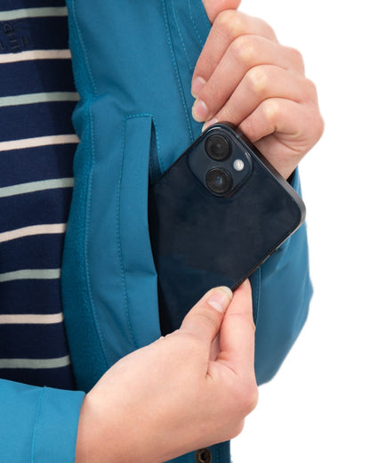 Teal coloured Lighthouse Ladies Tess Coat on white background 