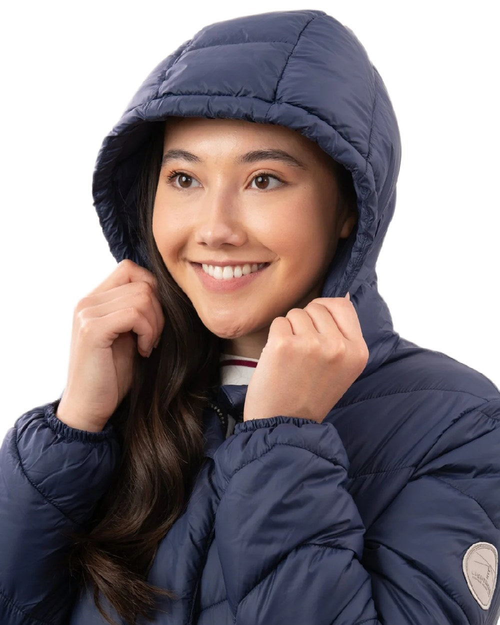 Navy Coloured Lighthouse Laurel Ladies Coat on white background 