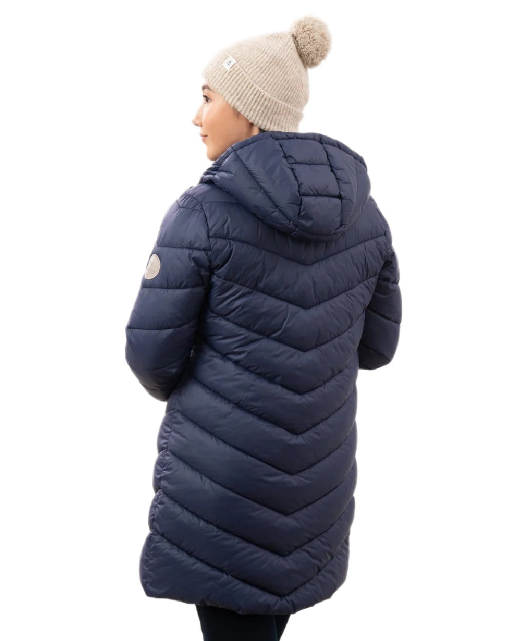 Navy Coloured Lighthouse Laurel Ladies Coat on white background 
