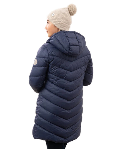 Navy Coloured Lighthouse Laurel Ladies Coat on white background 