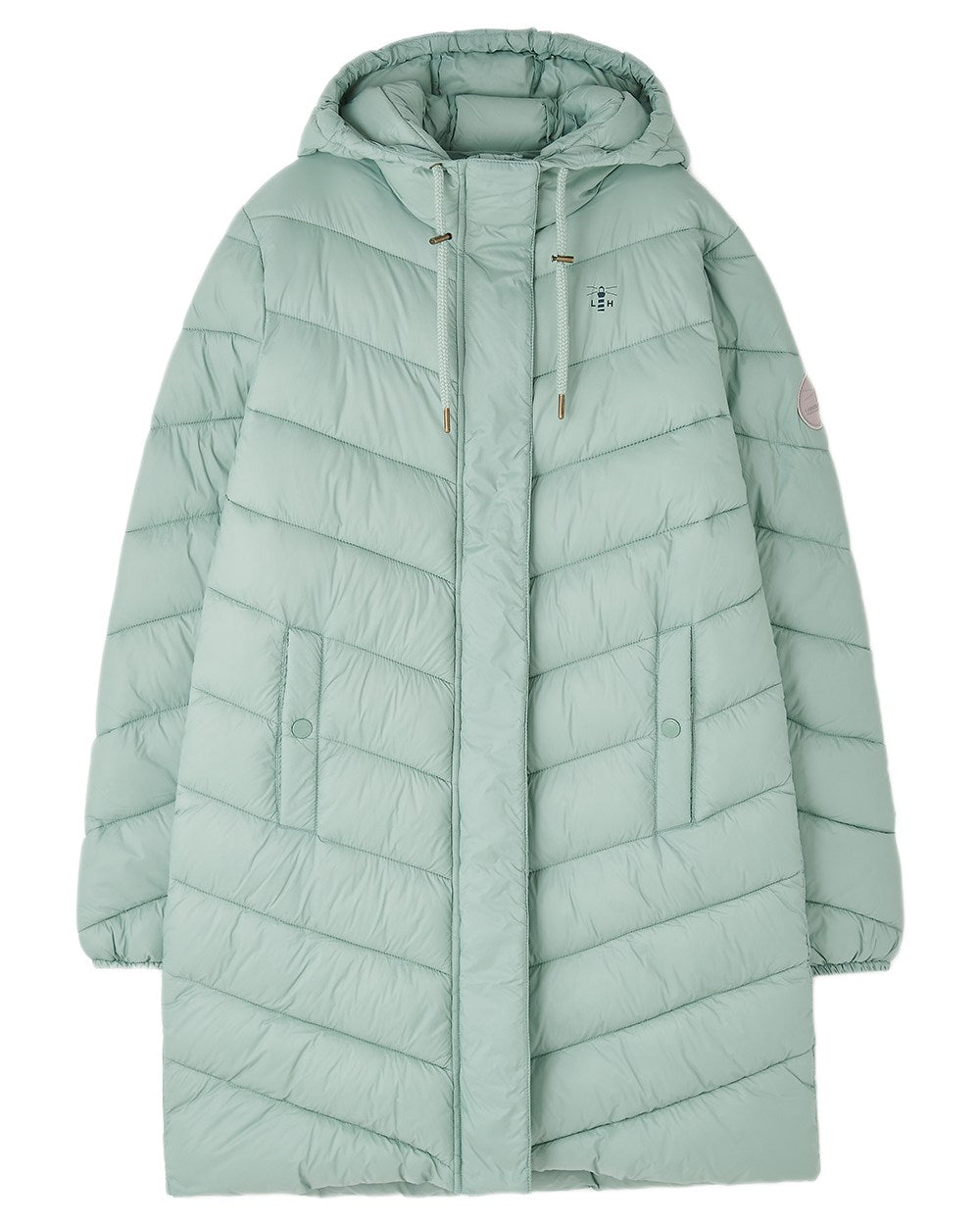 Sage coloured Lighthouse Laurel Ladies Coat on white background 