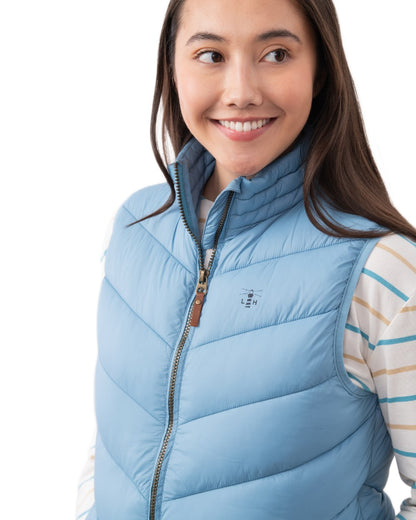 Blue coloured Lighthouse Laurel Ladies Gilet on white background 