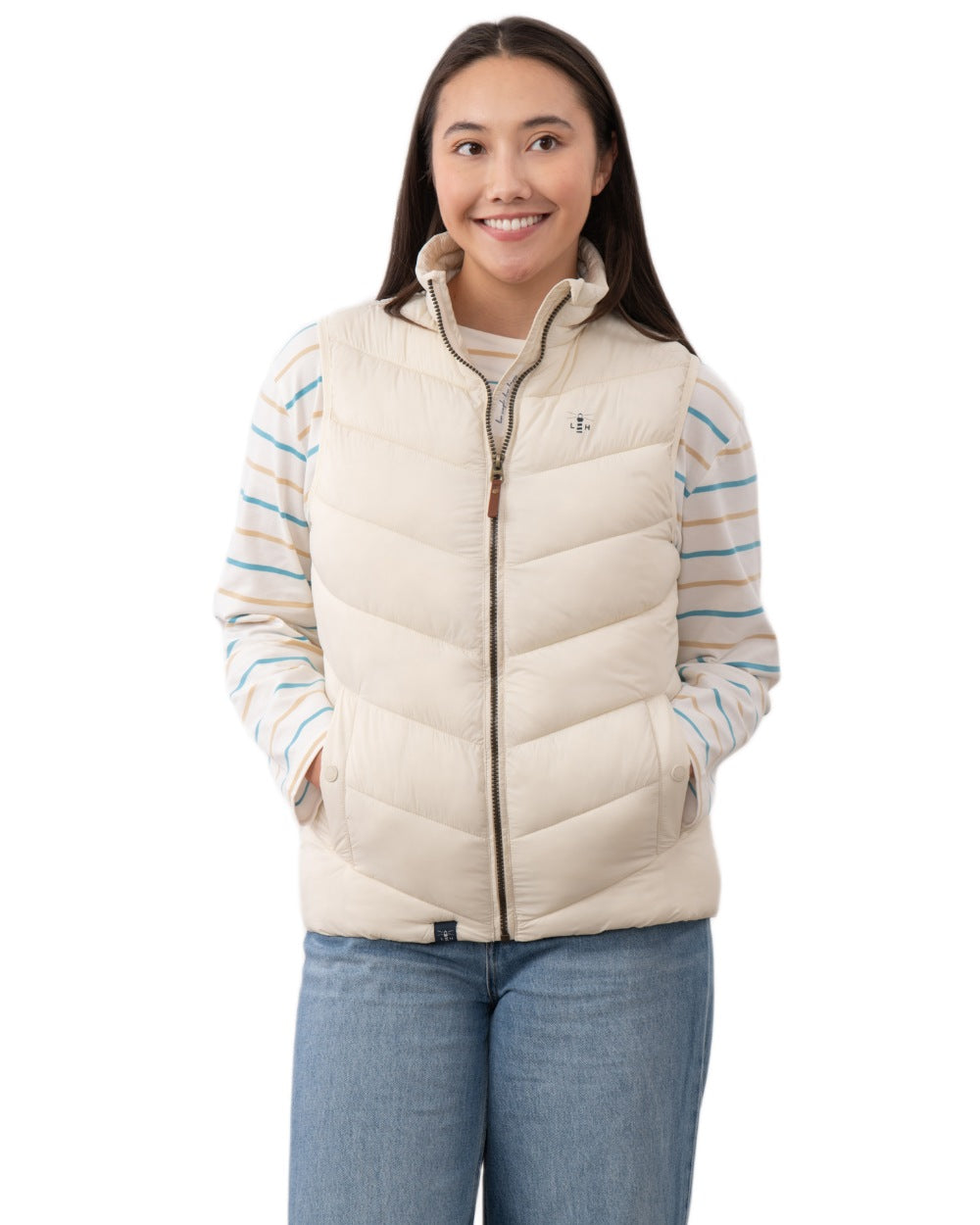 Cream coloured Lighthouse Laurel Ladies Gilet on white background 