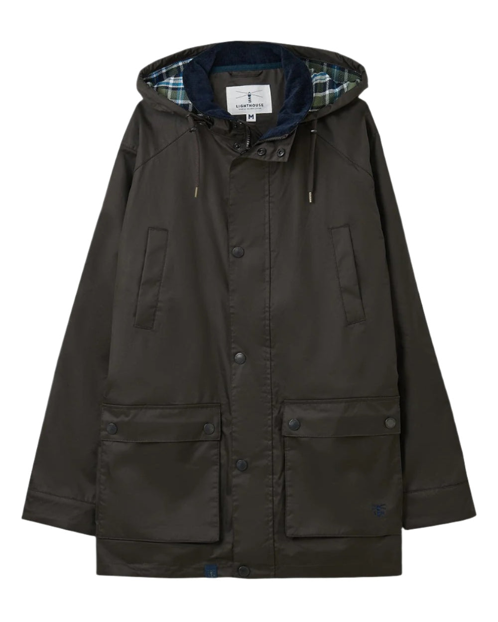 Chocolate coloured Lighthouse Mens Oxford Raincoat on white background 