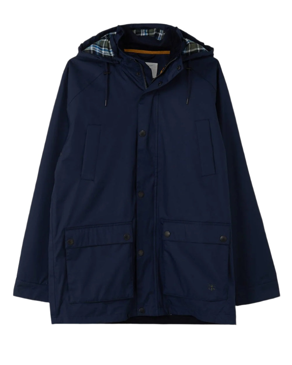 Navy coloured Lighthouse Mens Oxford Raincoat on white background 