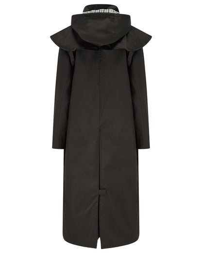 Chocolate coloured Lighthouse Outback Full Length Ladies Waterproof Raincoat on white background 