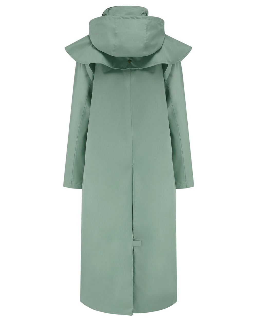 Sage coloured Lighthouse Outback Full Length Ladies Waterproof Raincoat on white background 