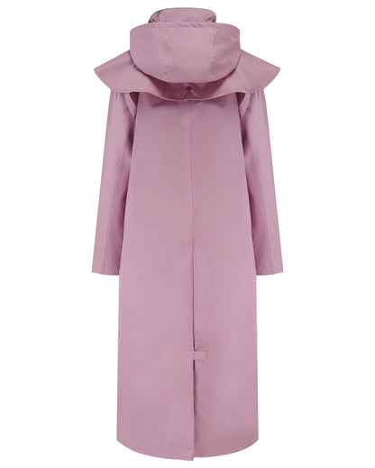 Wild Rose coloured Lighthouse Outback Full Length Ladies Waterproof Raincoat on white background 