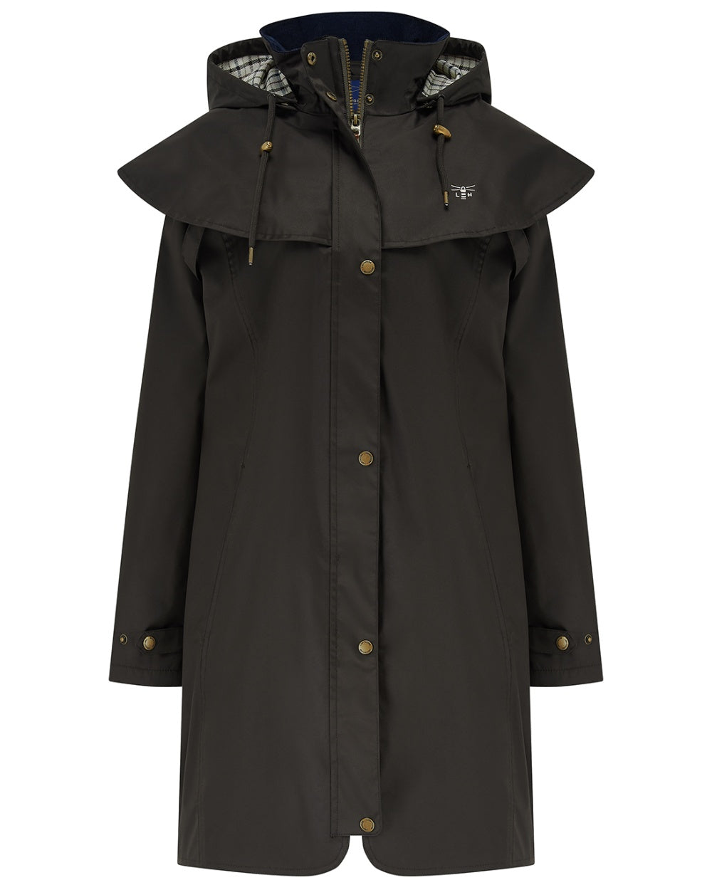 Chocolate coloured Lighthouse Outrider 3/4 Length Ladies Waterproof Raincoat on white background 