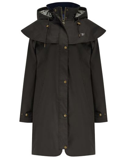 Chocolate coloured Lighthouse Outrider 3/4 Length Ladies Waterproof Raincoat on white background 