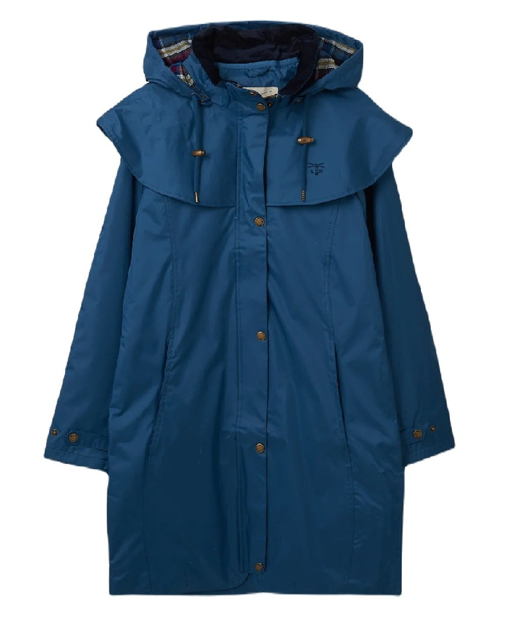 Deep Sea coloured Lighthouse Outrider 3/4 Length Ladies Waterproof Raincoat on white background 