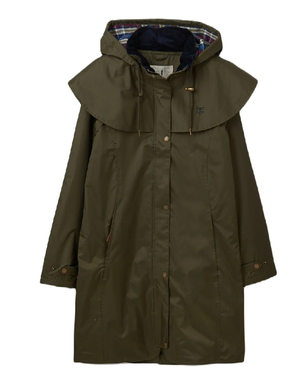 Fern coloured Lighthouse Outrider 3/4 Length Ladies Waterproof Raincoat on white background 