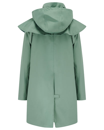 Sage coloured Lighthouse Outrider 3/4 Length Ladies Waterproof Raincoat on white background 