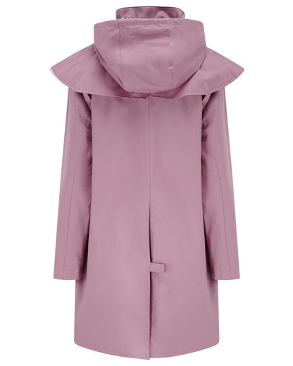Wild Rose coloured Lighthouse Outrider 3/4 Length Ladies Waterproof Raincoat on white background 