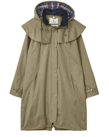 Fawn coloured Lighthouse Outrider 3/4 Length Ladies Waterproof Raincoat on White background 