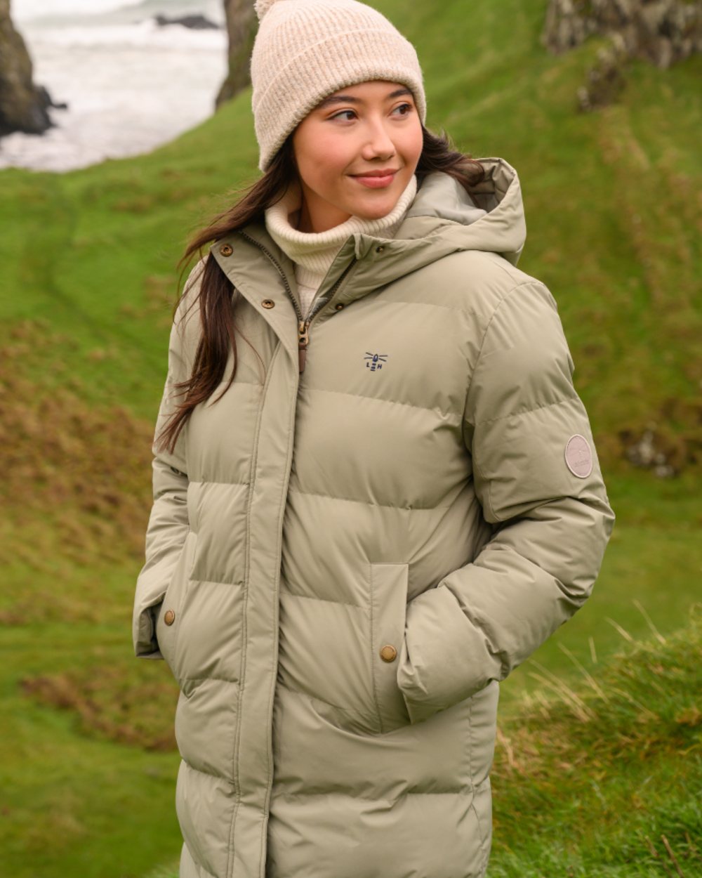 Brushwood coloured Lighthouse Savannah Coat on grass background 