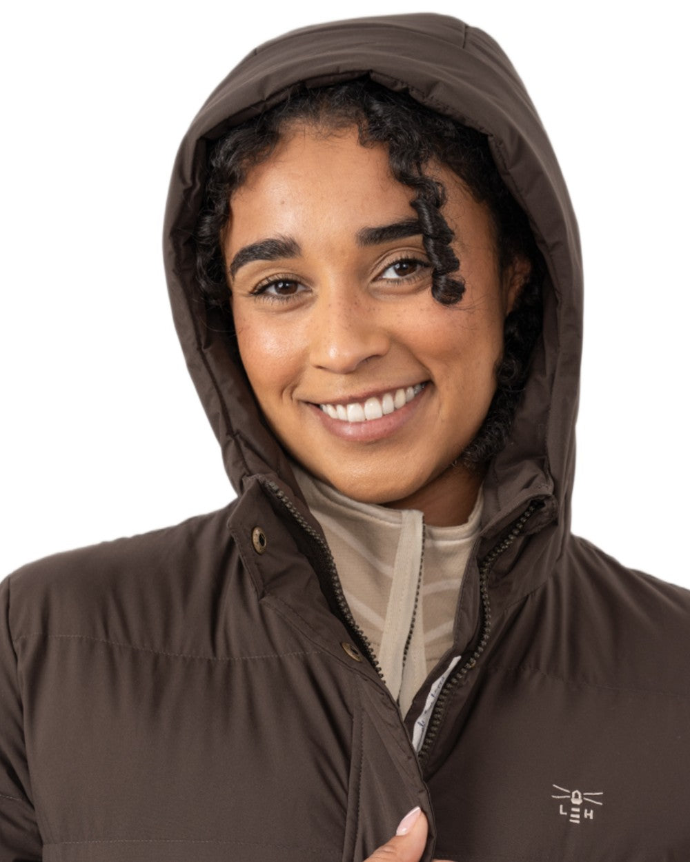 Cocoa coloured Lighthouse Savannah Coat on white background 