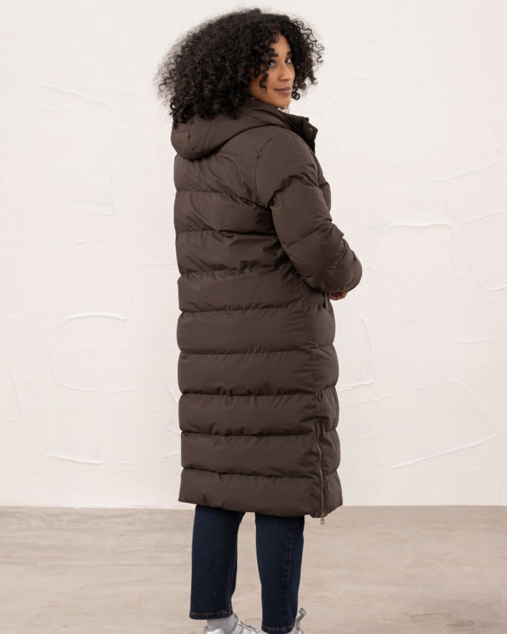 Cocoa coloured Lighthouse Savannah Coat on wall background 