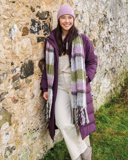 Damson coloured Lighthouse Savannah Coat on outdoor background 