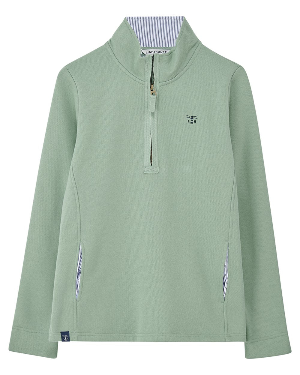 Sage coloured Lighthouse Shore Jersey Top on white background 