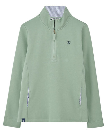 Sage coloured Lighthouse Shore Jersey Top on white background 