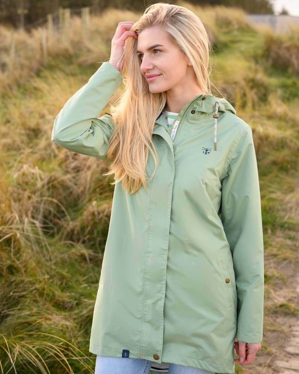 Lighthouse Beachcomber Womens Long Waterproof Coat in Pistachio 