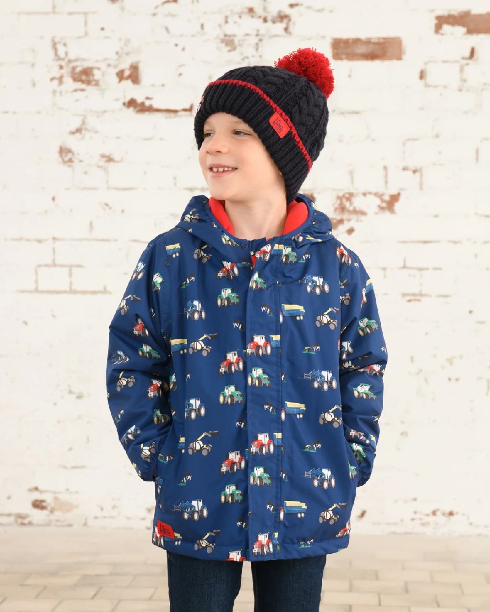 Lighthouse Boys Finlay Coat in Navy Blue Tractor