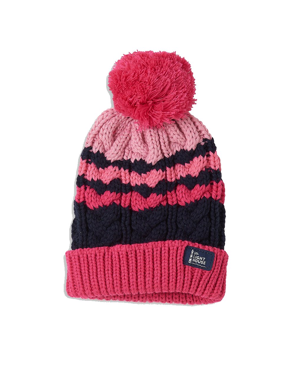 Lighthouse Childrens Bobbie Bobble Hat in Pink/Navy 